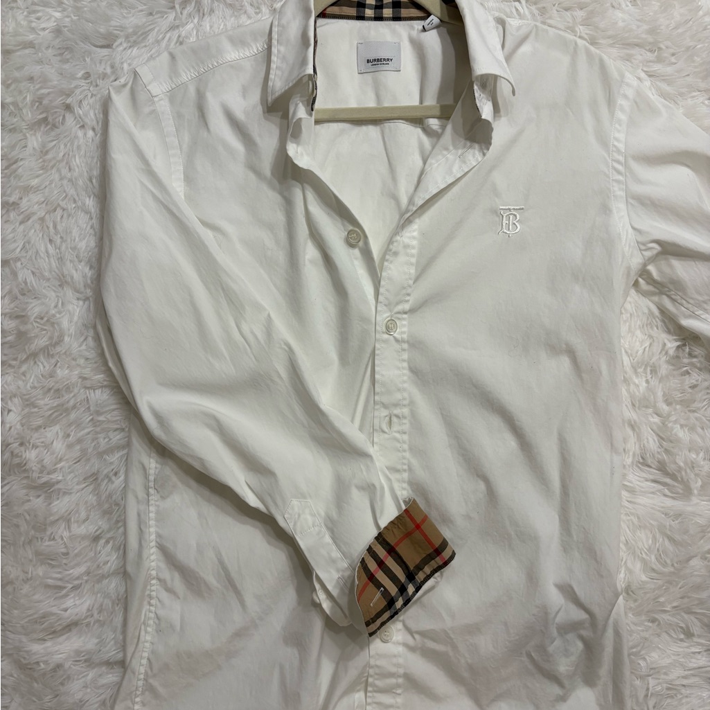 Burberry White Casual Button Down Shirt